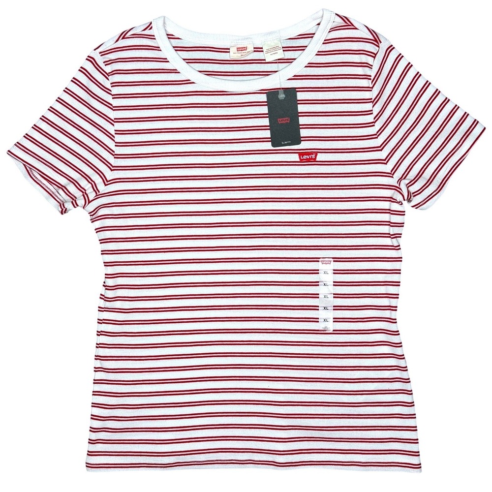 NWT Levi's Red White Striped Ribbed Baby Tee Size XL